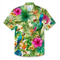 LeosWare® Men's Hawaiian Shirt Short Sleeve Button-up Breathable & Quick-Dry Aloha Macaw Haven