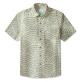 LeosWare® Men's Hawaiian Shirt Short Sleeve Button-up 95% Polyester, 5% Spandex Aloha Echoing Ripples