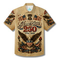 LeosWare® Men's Hawaiian Shirt Short Sleeve Button-up Breathable & Quick-Dry Aloha 250th Anniversary Celebration Of Us Independence Day
