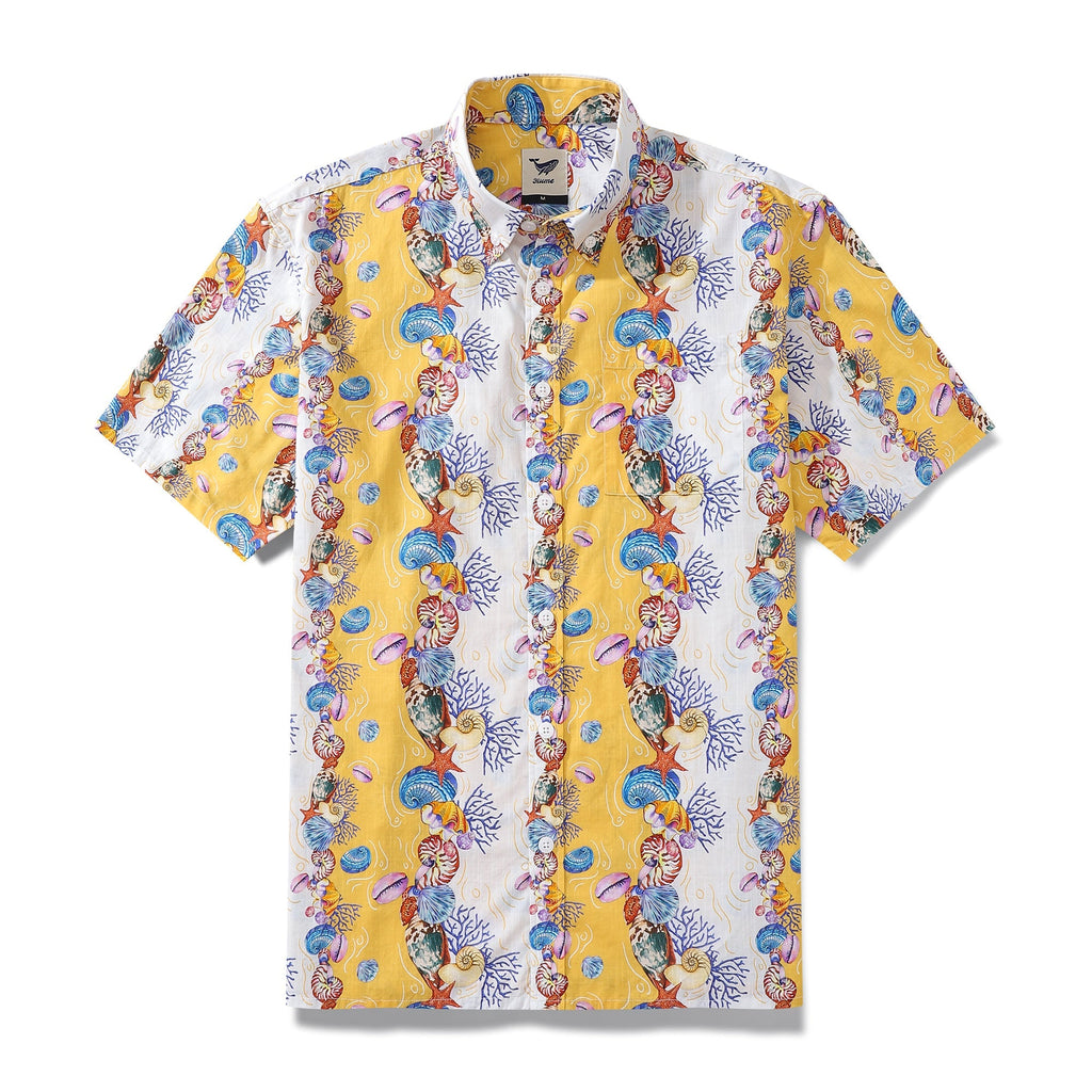 Men's Hawaiian Shirt Shell-Stripes Short Sleeve Aloha