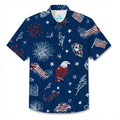 LeosWare® Men's Hawaiian Shirt Short Sleeve Button-up Breathable & Quick-Dry Aloha God Bless America Eagle 250th Anniversary