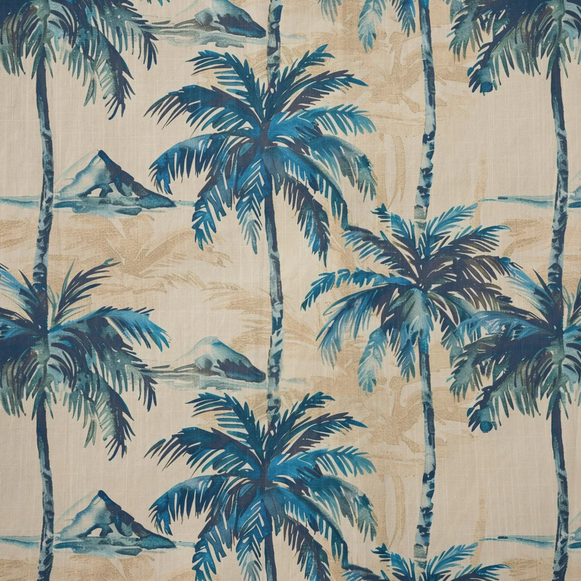 LeosWare® Men's Hawaiian Shirt Short Sleeve Button-up 100% Cotton Blue Aloha Blue Coconut Island Shadow
