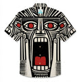 LeosWare® Men's Hawaiian Shirt Short Sleeve Button-up Breathable & Quick-Dry Aloha Savage Cry