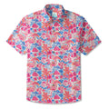 LeosWare® Men's Hawaiian Shirt Short Sleeve Button-up 100% Cotton Aloha Tropical Fire Bay