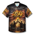LeosWare® Men's Hawaiian Shirt Short Sleeve Button-up Breathable & Quick-Dry Aloha United States Independence Day 250th Anniversary