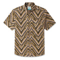 LeosWare® Men's Hawaiian Shirt Short Sleeve Button-up 100% Cotton Brown Aloha Exotic Tribe Geometric Pattern Painting