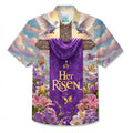 LeosWare® Men's Hawaiian Shirt Short Sleeve Button-up Breathable & Quick-Dry Aloha Easter In Bloom