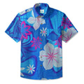 LeosWare® Men's Hawaiian Shirt Short Sleeve Button-up Breathable & Quick-Dry Aloha Tropical Blue