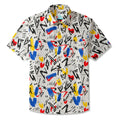 LeosWare® Men's Hawaiian Shirt Short Sleeve Button-up 100% Cotton White Aloha Brushing Waves Of Emotion