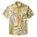 LeosWare® Men's Hawaiian Shirt Short Sleeve Button-up 95% Polyester, 5% Spandex Aloha Vintage Tiki