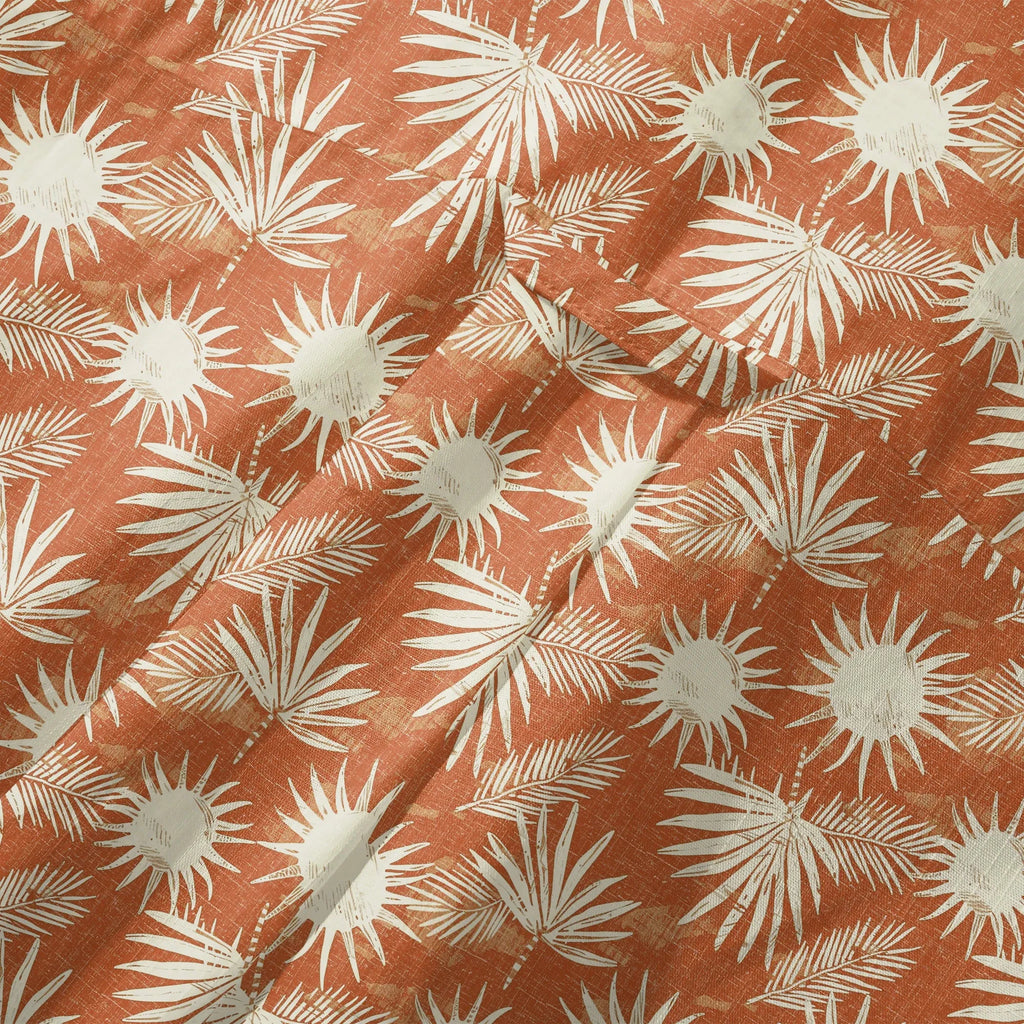 LeosWare® Men's Hawaiian Shirt Short Sleeve Button-up 100% Cotton Orange Aloha Orange Brown Coconut Shadow