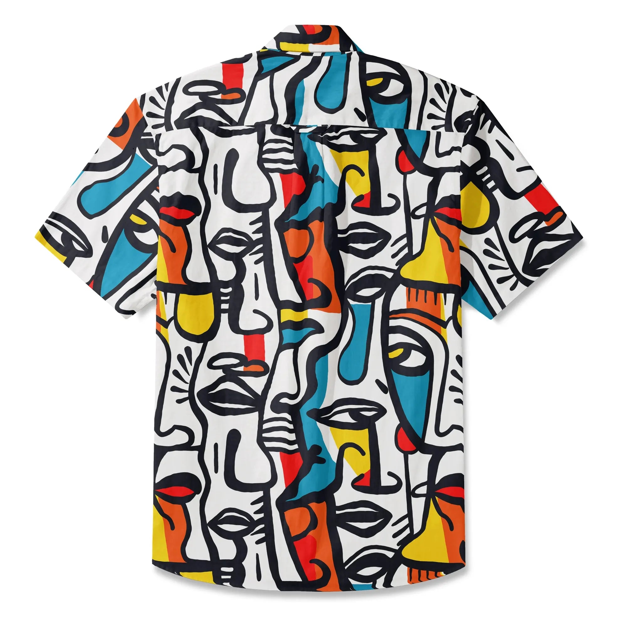 LeosWare® Men's Hawaiian Shirt Short Sleeve Button-up 100% Cotton Aloha Face Paint Palette