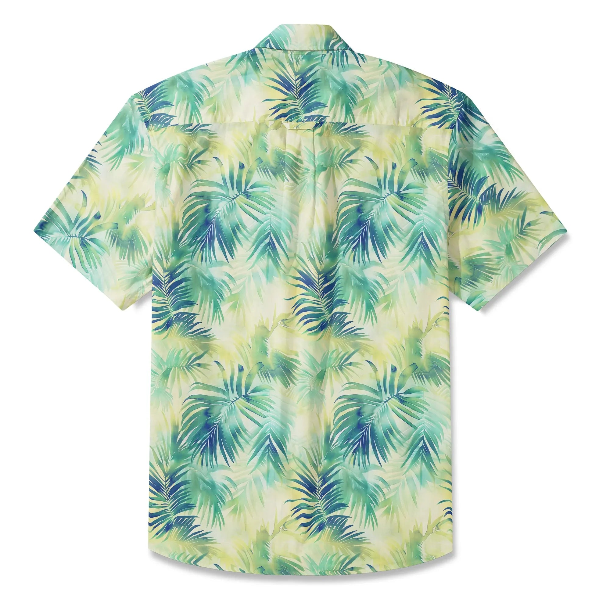 LeosWare® Plant Men's Hawaiian Shirt Short Sleeve Button-up 100% Cotton Green Aloha Coconut Breeze - Summer Delight