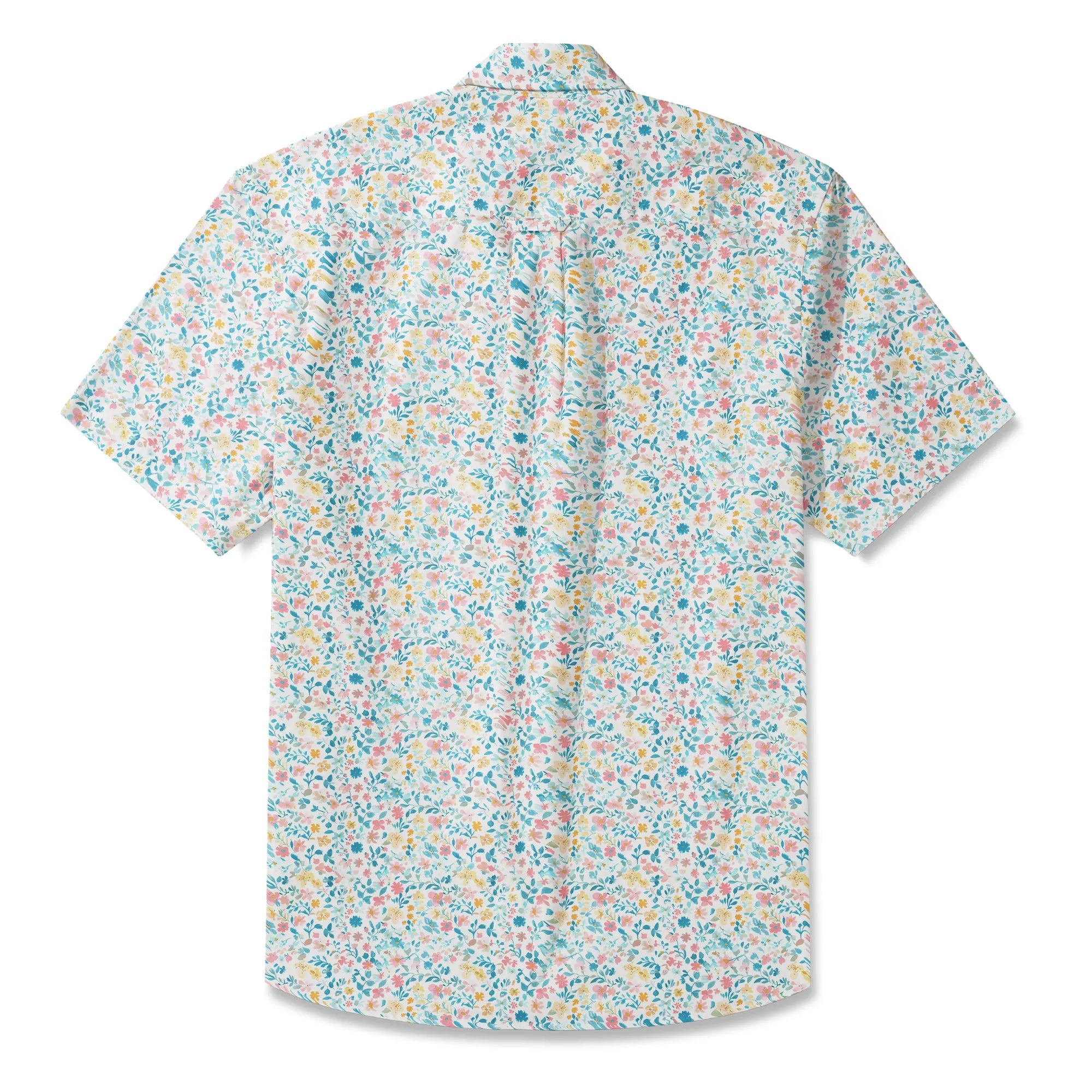 LeosWare® Flower Men's Hawaiian Shirt Short Sleeve Button-up 100% Cotton Beige Aloha Spring Whispers