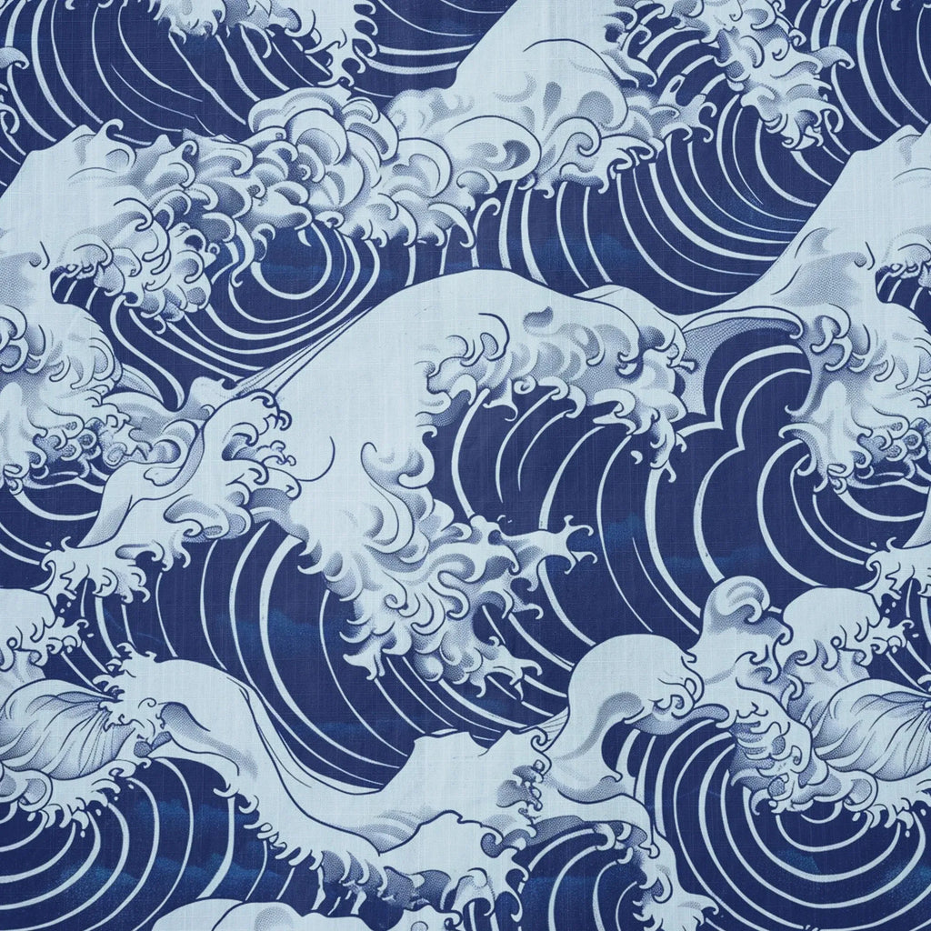LeosWare® Men's Hawaiian Shirt Short Sleeve Button-up 100% Cotton Blue Aloha Blue Wave World