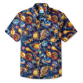 LeosWare® Men's Hawaiian Shirt Short Sleeve Button-up 100% Cotton Blue Aloha Journey Across The Stars