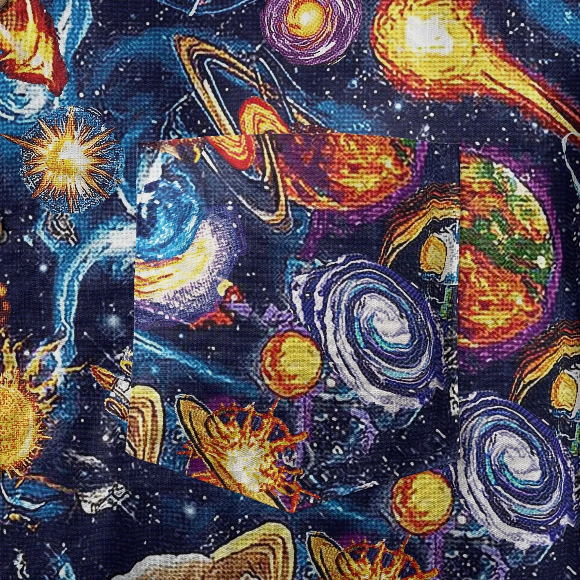 LeosWare® Men's Hawaiian Shirt Short Sleeve Button-up 100% Cotton Blue Aloha Journey Across The Stars
