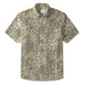 LeosWare® Men's Hawaiian Shirt Short Sleeve Button-up 100% Cotton Beige Aloha Vintage Rainforest Treasures
