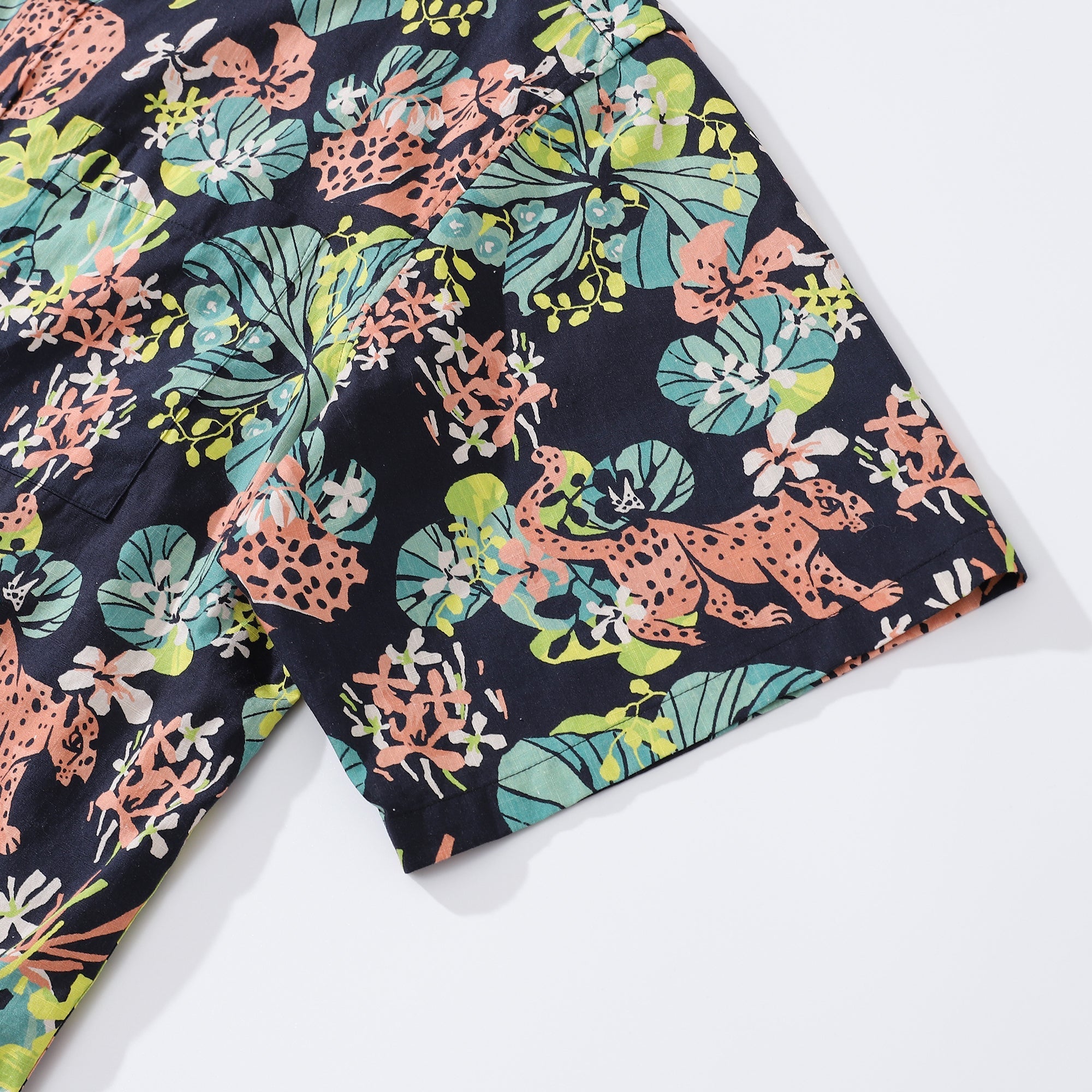 Men's Hawaiian Shirt Tropical Rainforest Print Cotton Button-down Short Sleeve Aloha Shirt