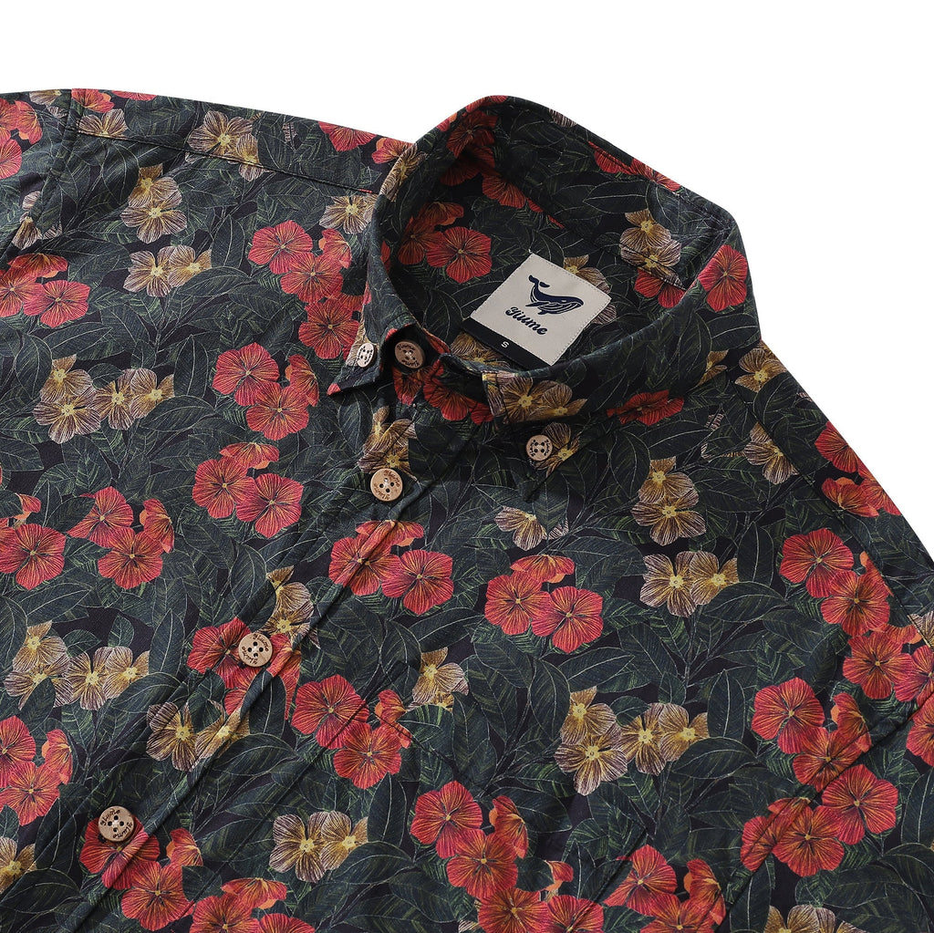 Valentine's Day Men's Hawaiian Shirt Serenity in Bloom Print By Mahhima Bansal Cotton Button-down Short Sleeve Aloha Shirt