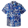 LeosWare® Men's Hawaiian Shirt Short Sleeve Button-up Breathable & Quick-Dry Aloha Tiki Mood(island Blue)