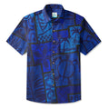 LeosWare® Men's Hawaiian Shirt Short Sleeve Button-up Breathable & Quick-Dry Aloha Tiki Mood(Midnight Blue)