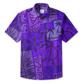 LeosWare® Men's Hawaiian Shirt Short Sleeve Button-upBreathable & Quick-Dry Aloha Tiki Mood(Royal Purple)