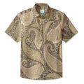 LeosWare® Men's Hawaiian Shirt Short Sleeve Button-up 95% Polyester, 5% Spandex Aloha Olive Paisley
