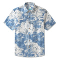 LeosWare® Men's Hawaiian Shirt Short Sleeve Button-up 100% Cotton Blue Aloha Blue And White Abstract Dream