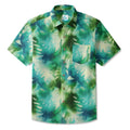 LeosWare® Men's Hawaiian Shirt Short Sleeve Button-up 100% Cotton Green Aloha Misty Forest Cascade