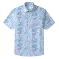 LeosWare® Men's Hawaiian Shirt Short Sleeve Button-up 100% Cotton Blue Aloha Sea Turtle Serenade