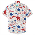 LeosWare® Men's Hawaiian Shirt Short Sleeve Button-up Breathable & Quick-Dry Aloha 250 Years Of American Independence Flag