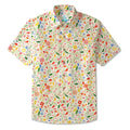 LeosWare® Men's Hawaiian Shirt Short Sleeve Button-up 100% Cotton Yellow Aloha Dream Of Fairy Blossoms