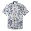 LeosWare® Men's Hawaiian Shirt Short Sleeve Button-up 100% Cotton Beige Aloha Vintage Hand-drawn Exotic Landscapes