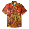 LeosWare® Men's Hawaiian Shirt Short Sleeve Button-up Breathable & Quick-Dry Aloha Tropical Tiki Mood(Sunset Orange)