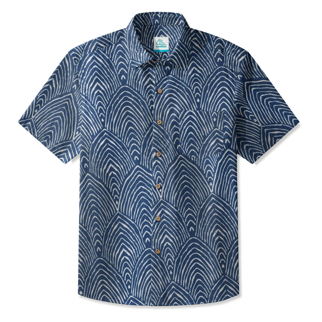 LeosWare® Men's Hawaiian Shirt Short Sleeve Button-up 95% Polyester, 5% Spandex Aloha Sea Scales