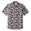 LeosWare® Men's Hawaiian Shirt Short Sleeve Button-up 100% Cotton White Aloha Color Clash Heart Mango
