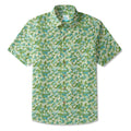 LeosWare® Flower Men's Hawaiian Shirt Short Sleeve Button-up 100% Cotton Green Aloha Fresh Blooms