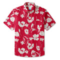 LeosWare® Flower Men's Hawaiian Shirt Short Sleeve Button-up 100% Cotton Red Aloha Red Earth Aroma