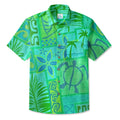 LeosWare® Men's Hawaiian Shirt Short Sleeve Button-up Breathable & Quick-Dry Aloha Tiki Mood(Aqua Green)