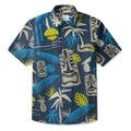 LeosWare® Men's Hawaiian Shirt Short Sleeve Button-up 95% Polyester, 5% Spandex Aloha Tiki Pulse