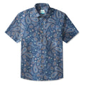 LeosWare® Men's Hawaiian Shirt Short Sleeve Button-up 95% Polyester, 5% Spandex Aloha Indigo Dust