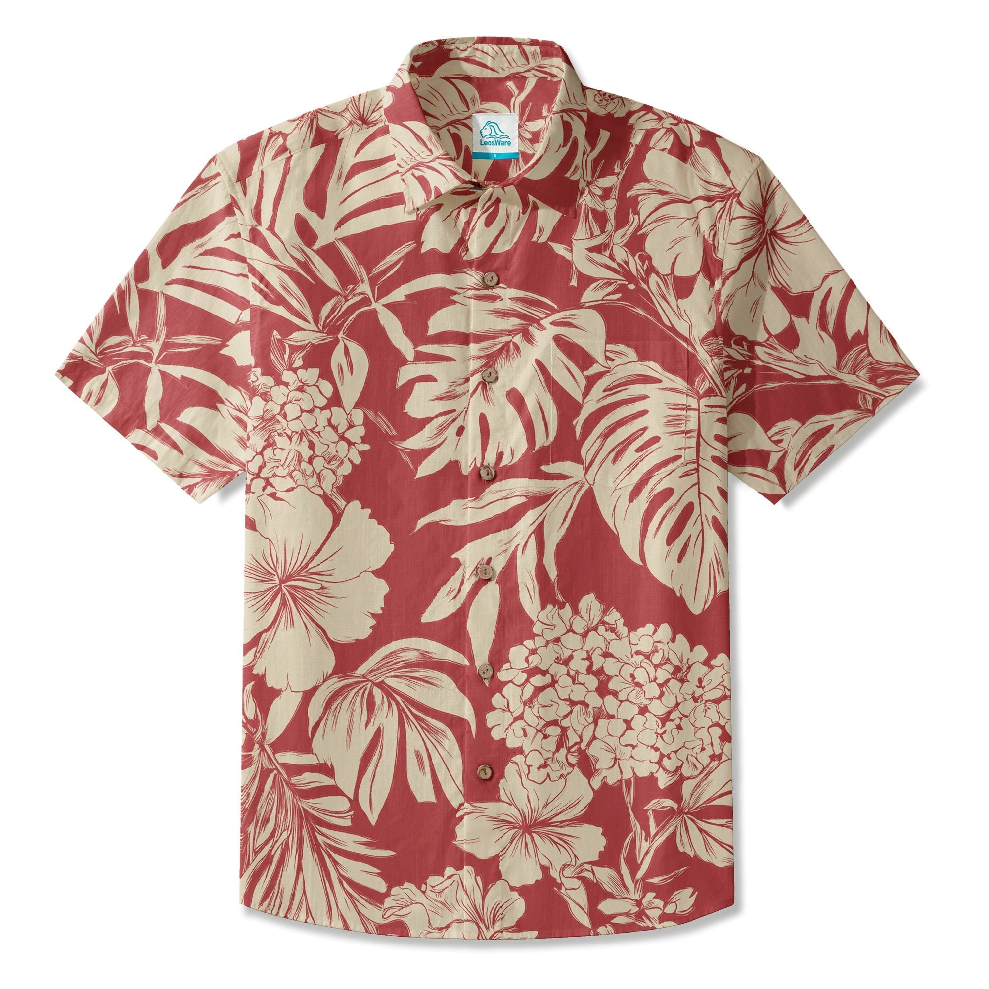 LeosWare® Men's Hawaiian Shirt Short Sleeve Button-up Breathable & Quick-Dry Aloha Tropical Timelessness