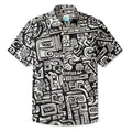 LeosWare® Men's Hawaiian Shirt Short Sleeve Button-up 95% Polyester, 5% Spandex Aloha Echo Maze