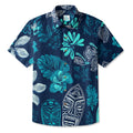 LeosWare® Men's Hawaiian Shirt Short Sleeve Button-up Breathable & Quick-Dry Aloha Tiki Noir