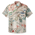 LeosWare® Men's Hawaiian Shirt Short Sleeve Button-up 95% Polyester, 5% Spandex Aloha Blossom Of Dust