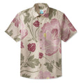 LeosWare® Men's Hawaiian Shirt Short Sleeve Button-up 95% Polyester, 5% Spandex Aloha Graceful Blooms