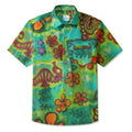 LeosWare® Men's Hawaiian Shirt Short Sleeve Button-up Premium polyester fabric Aloha Tiki Splash