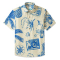 LeosWare® Men's Hawaiian Shirt Short Sleeve Button-up 95% Polyester, 5% Spandex Aloha Nautical Impressions
