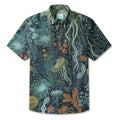LeosWare® Men's Hawaiian Shirt Short Sleeve Button-up Breathable & Quick-Dry Aloha Ocean Garden